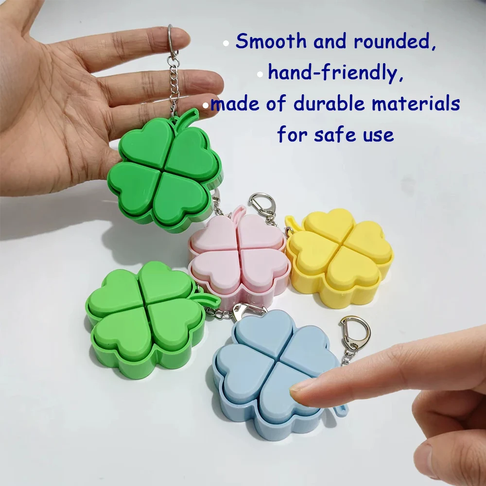 Glücksbringer Vierblättriger Klee Pop-it Schlüsselanhänger Mechanische Tastatur Glücksklee-Tastenanhänger Fingerspitzen-Tastenkappen-Anhänger Fidget-Spielzeug Stressabbau-Spielzeug Glücks-Schlüsselanhänger – Detail 1