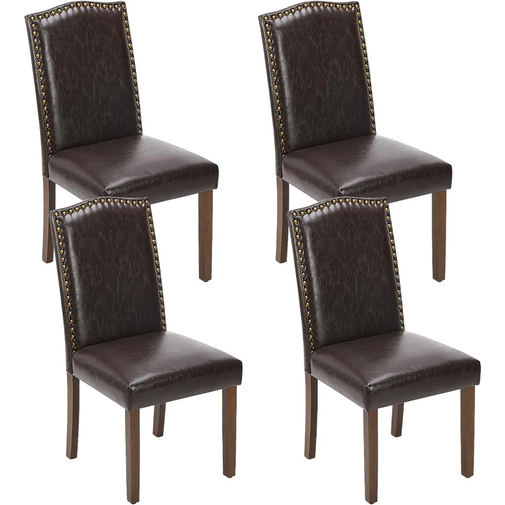 

Dining Chairs, Upholstered Parsons Chairs with Nailhead Trim and Wood Legs, Kitchen Side Chair for Living Room