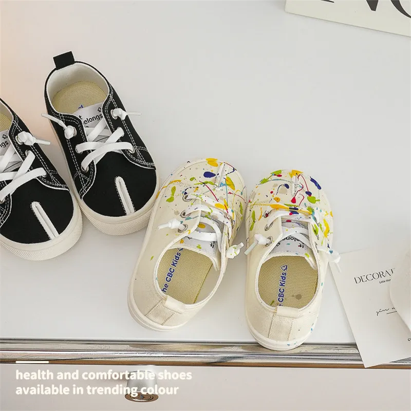 Spring Autumn Children Canvas Shoes Baby Soft Colorful Casual Shoes Boys Girls Fashion Colorful Splash Sneakers