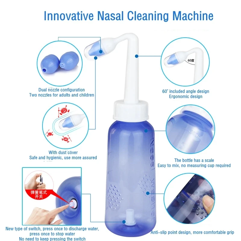 AiQUE 300ML Nasal Irrigator Nasal Rinse Bottle Nasal Wash Cleaner Nose Protector Avoid Allergic Rhinitis Adults Children Neti