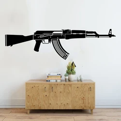 AK47 Gun Army Solider Wall Sticker Boy Room Bedroom Ak47 Rifle Clip Fir Earm Wall Decal Play Room Living Room Vinyl Decor