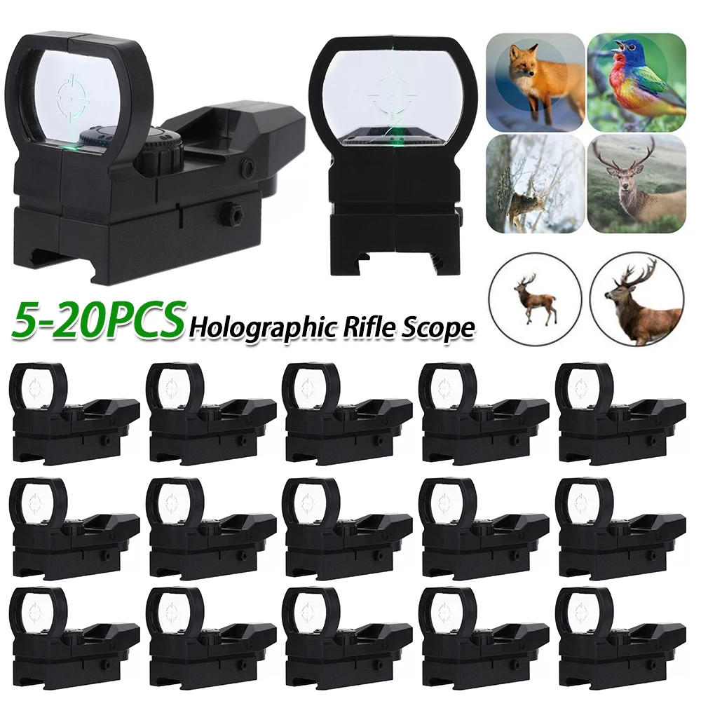 5-20PCS Holographic Rifle Scope Green Dot Sight Scope Reflex Optics Sight Compact Sights for 20mm Rail Mount Rifles