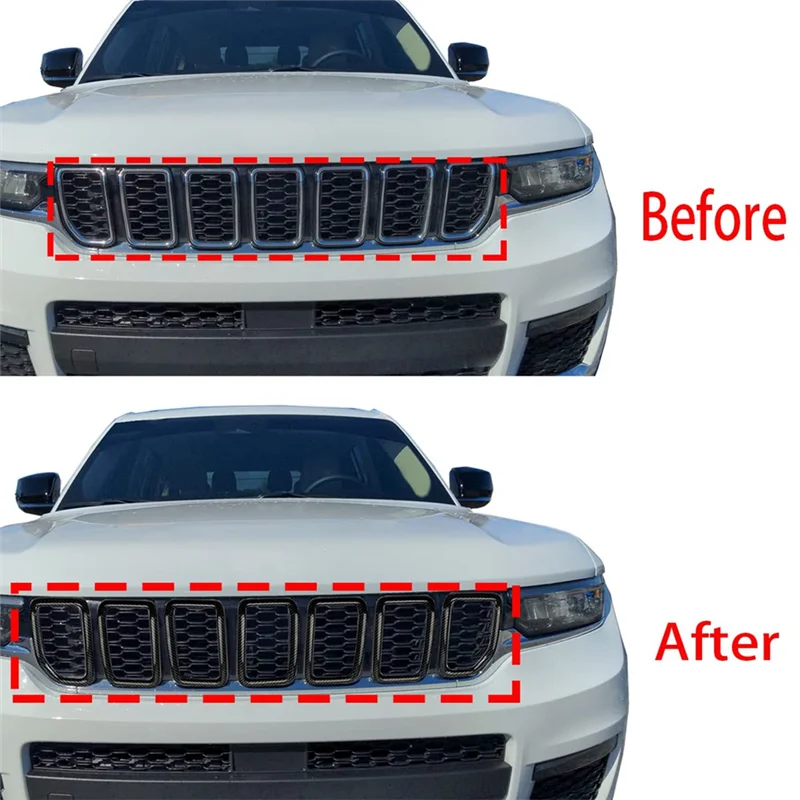 

Reliable-Front Grill Mesh Inserts Grille Kit For Jeep Grand Cherokee 2022 Grand Cherokee L 2021-2022 Accessories ABS Carbon Fibe