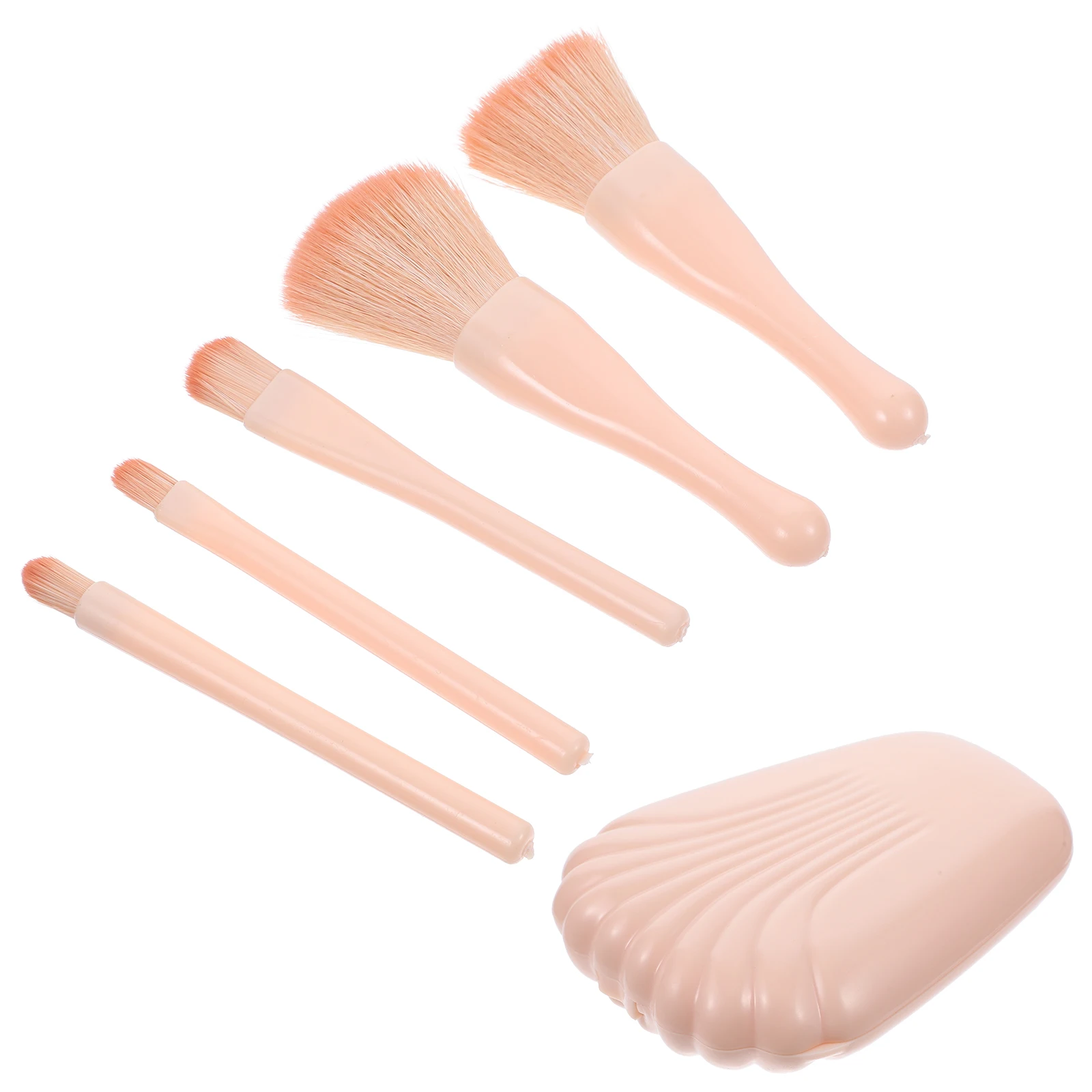 Set di pennelli per trucco da 5 pezzi con custodia Mini set da viaggio portatile per applicazioni professionali naturali Specchio incluso con setole morbide
