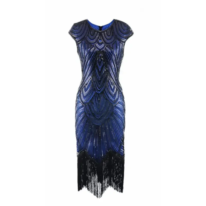 Vintage 1920s Sequin Fringe Charleston Dress Great Gatsby Sexy Women Evening Party Shining Bling Bling Tassel Dress New