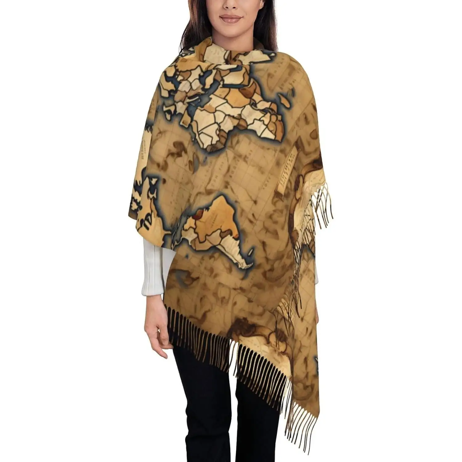 

Шарф с кисточками и принтом, большой толстый шарф, мягкие шарфы, идеальный осенне-зимний шарф, шаль для подарка, женский весенне-осенний зимний шарф