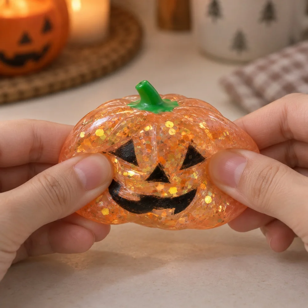 Jack O Lantern Pumpkin Squishy Toy Party Favors 1Pc Sensory Squeeze Stress Relief Toy Halloween Party Gift Bag Filler