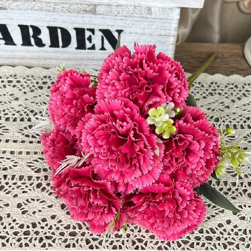 7-köpfiger künstlicher Nelkenstrauß – künstliche Blumen, für Tischdekoration zu Hause, Hochzeitsdekoration, Partydekoration und Weihnachtsgeschenke – Detail 12