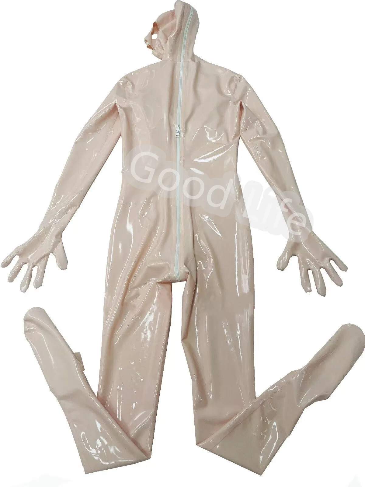 100% Latex Rubber Stylish Women Tights Zipper Bodysuit Full-body With Mask Attached Sock Glove Plus Size