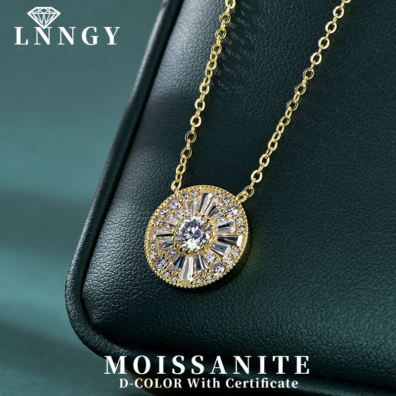 

Сертифицированное колье Lnngy с муассанитом 5 мм, изысканное, круглое, класса люкс, для женщин, подарок на день рождения