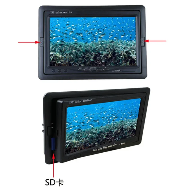 200M สาย night-vision-LED 7 นิ้ว TFT สีกล้องตกปลาใต้น้ํา/ระบบจอภาพกันน้ํา SY801 IP68 กันน้ํา