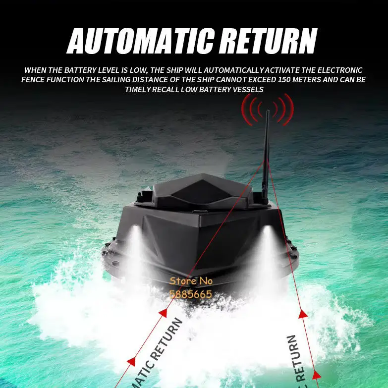 Smart 100 GPS Positioning Auto Return Fishing RC Bait Boat 500M Waterproof Fixed Speed Cruise Remote Control Fishing Bait Boat