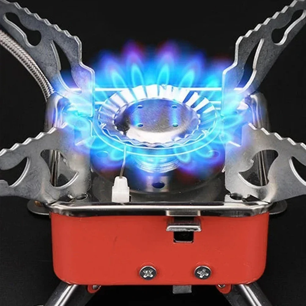 موقد غاز صغير محمول قابل للطي للتخييم في الهواء الطلق، موقد مربع مدمج مع موقد لوتس