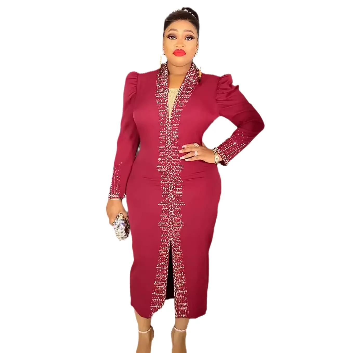 

African Dresses For Women 2024 Elegant Fashion Long Sleeve Wedding Party Long Dress Plus Size Evening Gowns Ladies Clothing