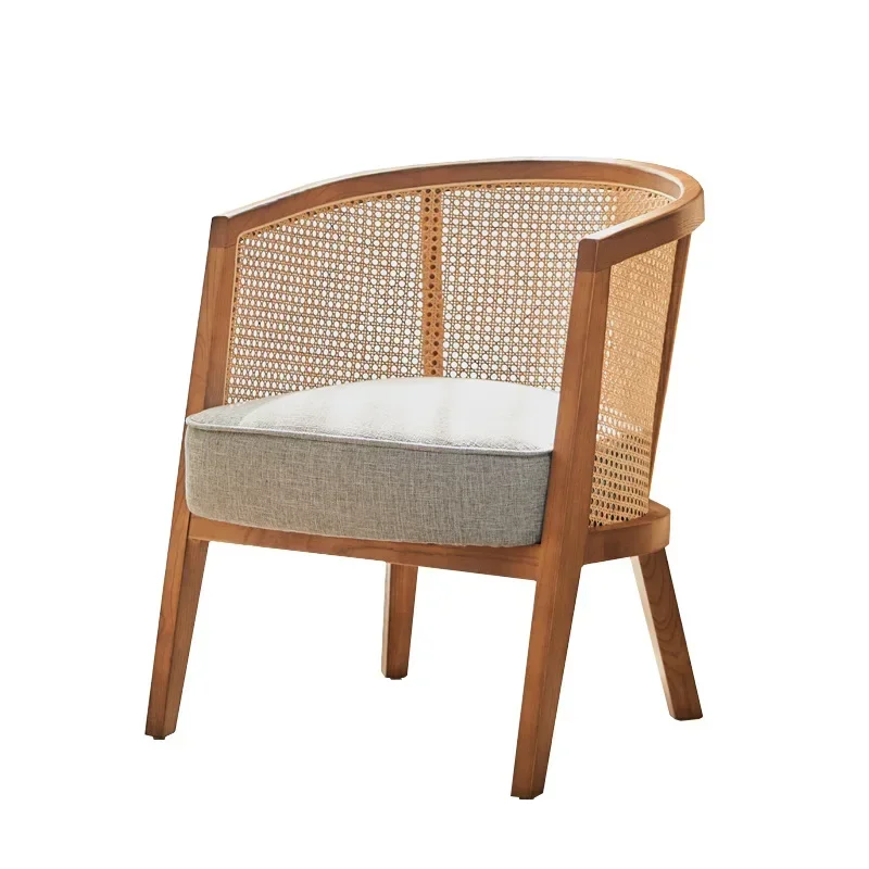 

Modern home living room leisure sofa single rattan chair, rattan table and chair three-piece combination