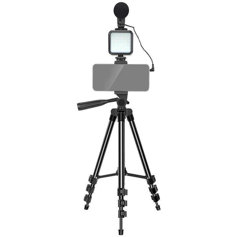 Light Emitting Diode Camera Studio light with 1.25m tripod and microphone for selfie lighting live stream