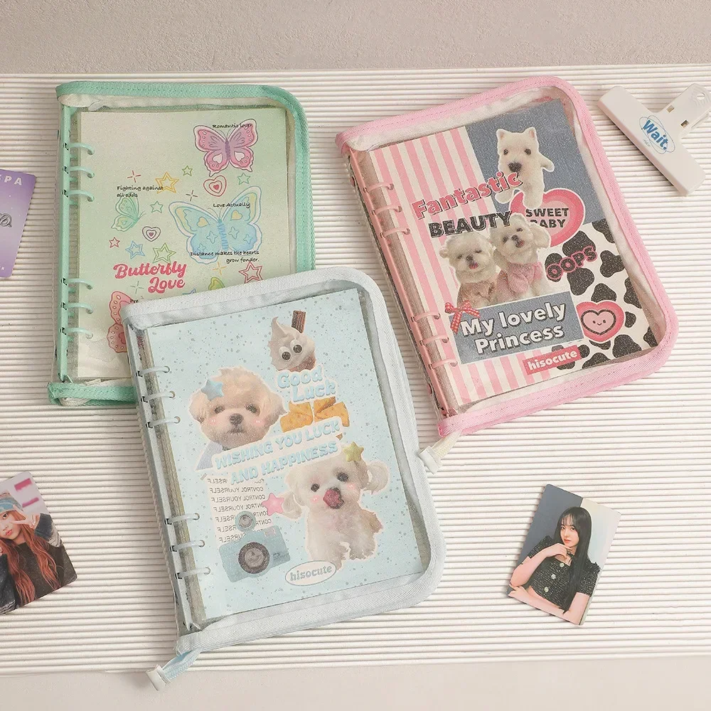 Kawaii A5 Zipper Binder Collect Book PVC Refill Organizer DIY Journal Dairy Transparent Kpop Idol Photo Album Holder Stationery