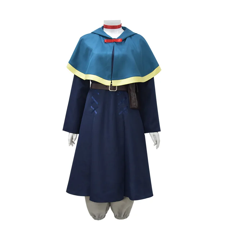 Disfraz de Anime Delicious in Dungeon para niñas, Cosplay de Marcille Donato, peluca, vestido, capa, orejas, horquillas, bolso, cinturón, uniforme de Halloween