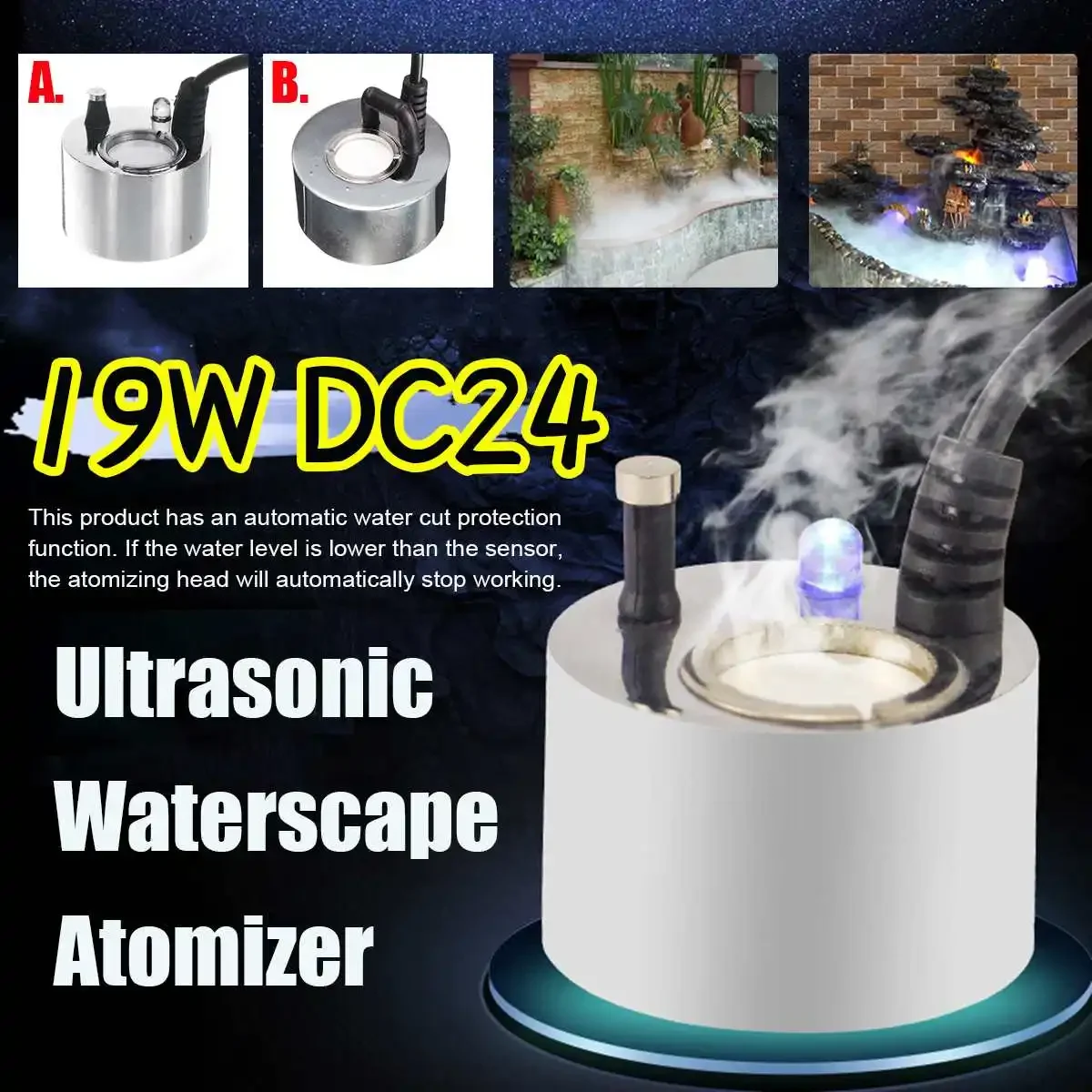 

LED Air Humidifier 24V Ultrasonic Mist Maker Fogger Water Fountain Pond Atomizer Head Air Humidifier Nebulizer Home Decoration