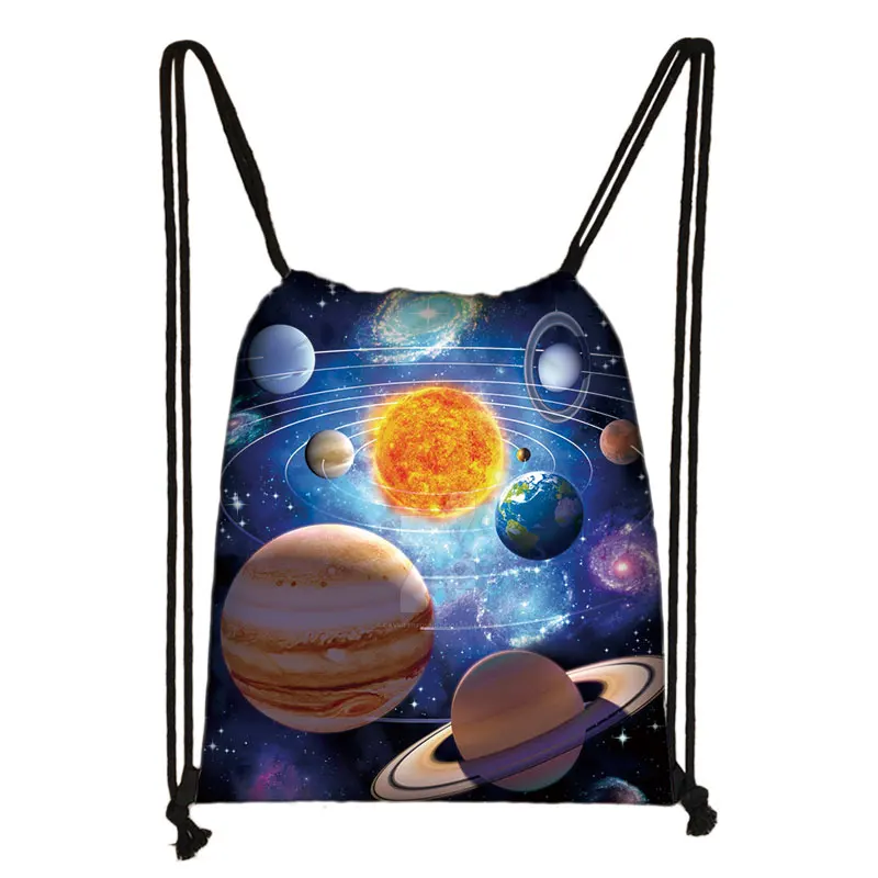 Spaceship Pilot Printing Backpack Women UFO Astronaut Drawstring Bags For Travel Shoes Storage Bag Holder Teenager Bookbags Gift