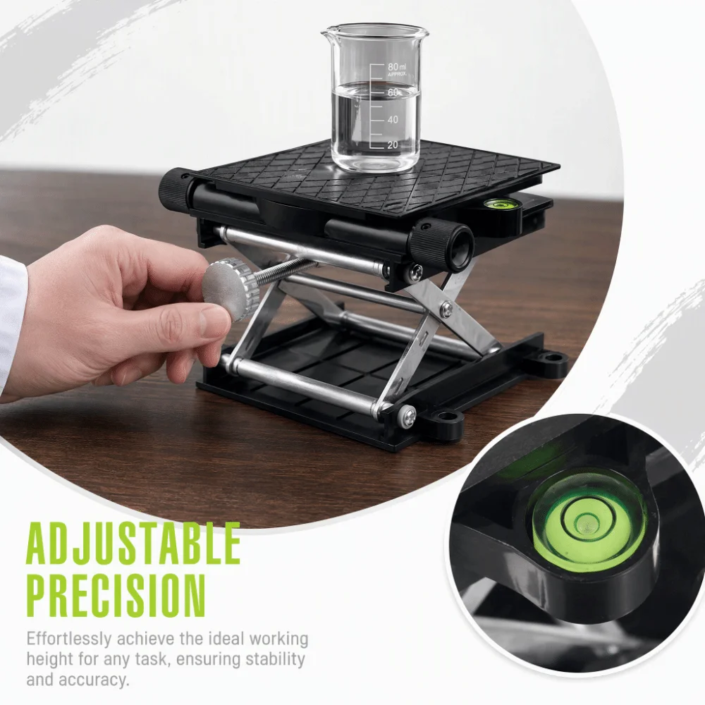 Automatic Precision Lab Lift Stand Black Heavy Lifting Platform Aluminum Lab Stand Industrial