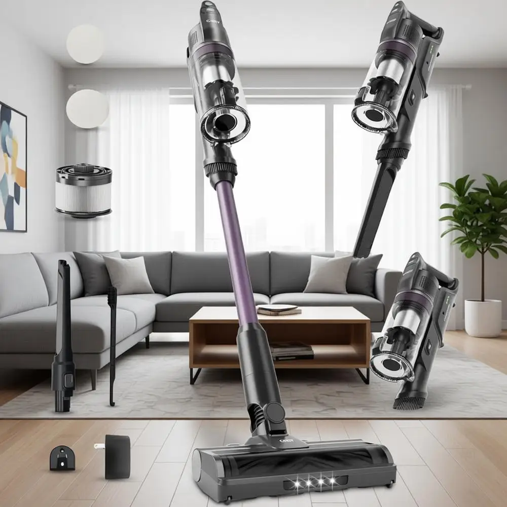 45Mins Vacuum Cleaners, Lightweight Handheld or Stick Vacuum, Strong Suction, Removable Battery, Anti-Allergen, One Key Clean, I