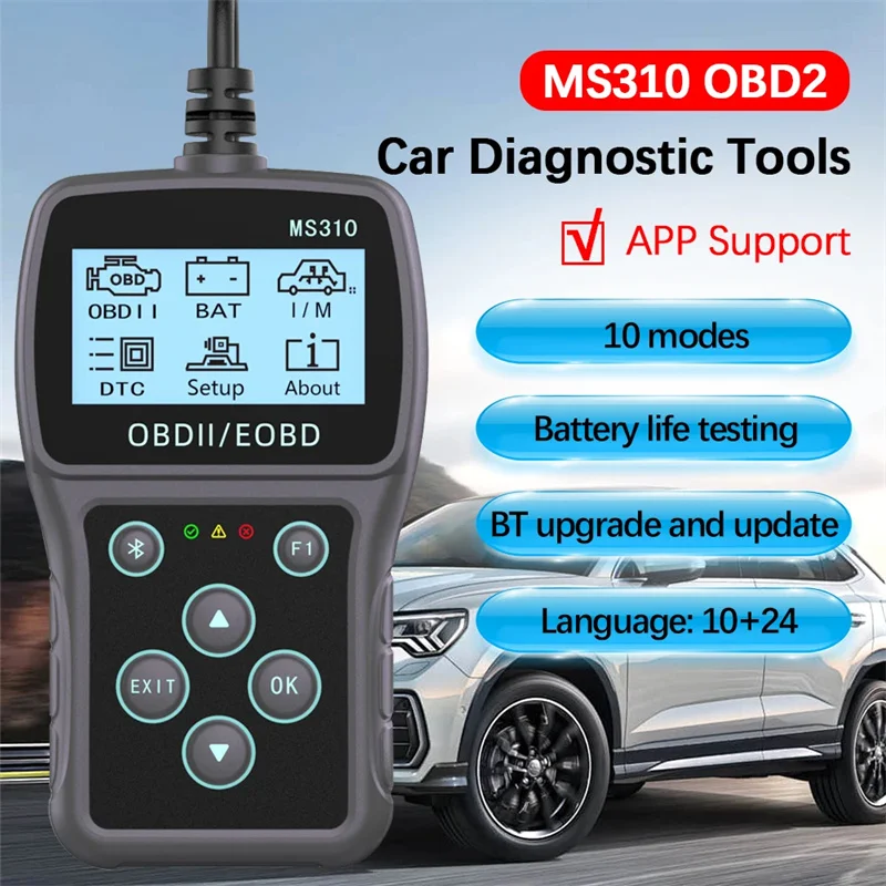 Car Diagnostic Scan Tool Clear/Erase Codes OBDII Scanner Work For Car Auto MS310 Vehicle OBD2 Code Reader Multi-language