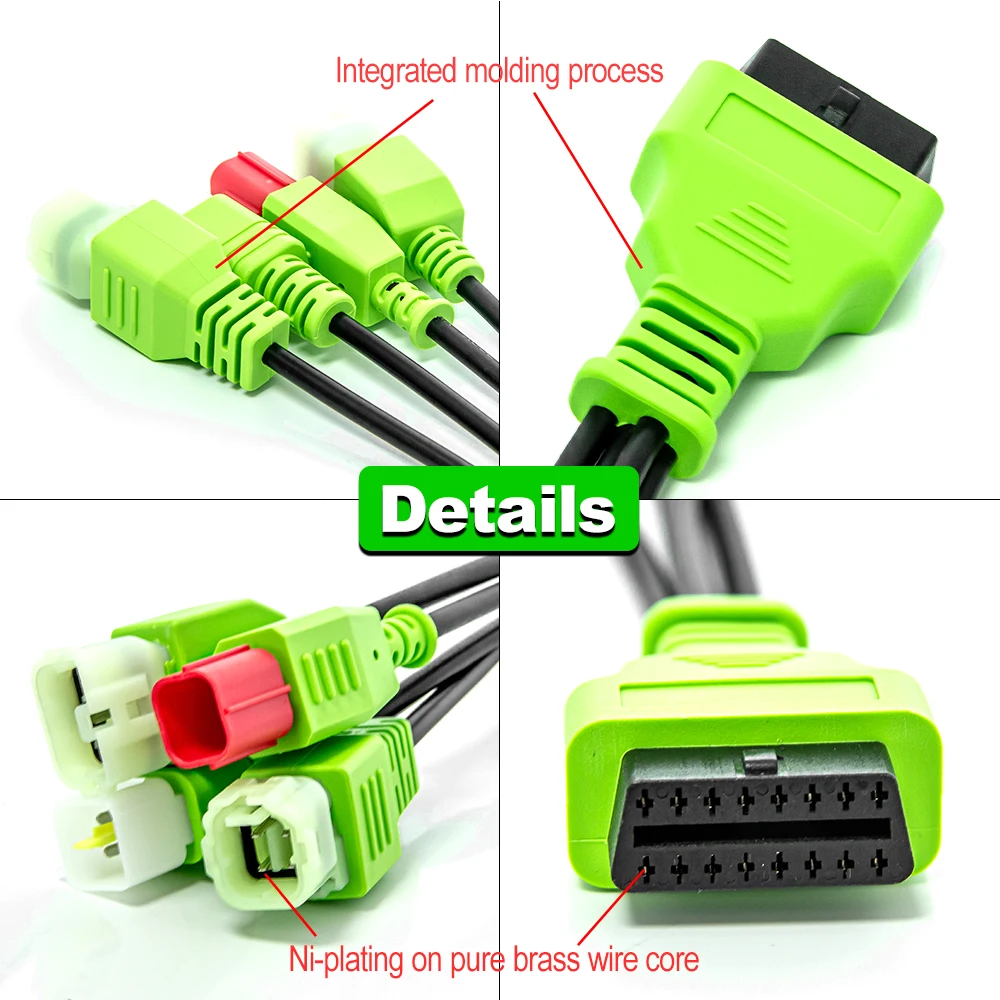4-In-1 OBD Adapter for KAWASAKI 4/6pin Motorcycle OBDII Diagnostic Connector Cable For Z/Ninja/Versys/Vulcan Series Motorcycles