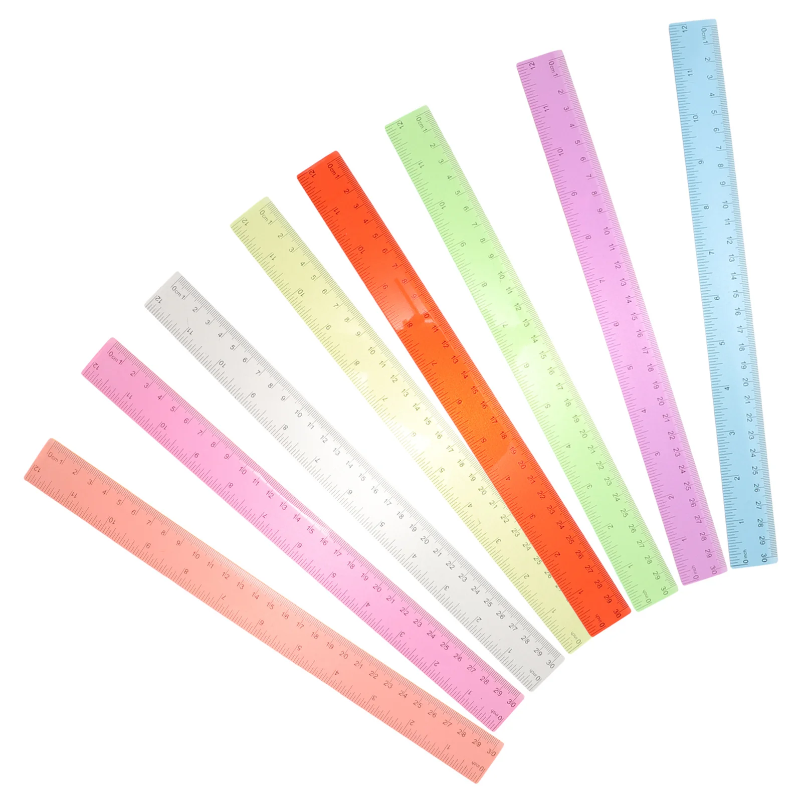 8 قطعة 30 سنتيمتر البلاستيك الملونة مسطرة مستقيمة أداة قياس للمدرسة الرسم اللوازم المكتبية الطلاب المعلمين المهندسين 12