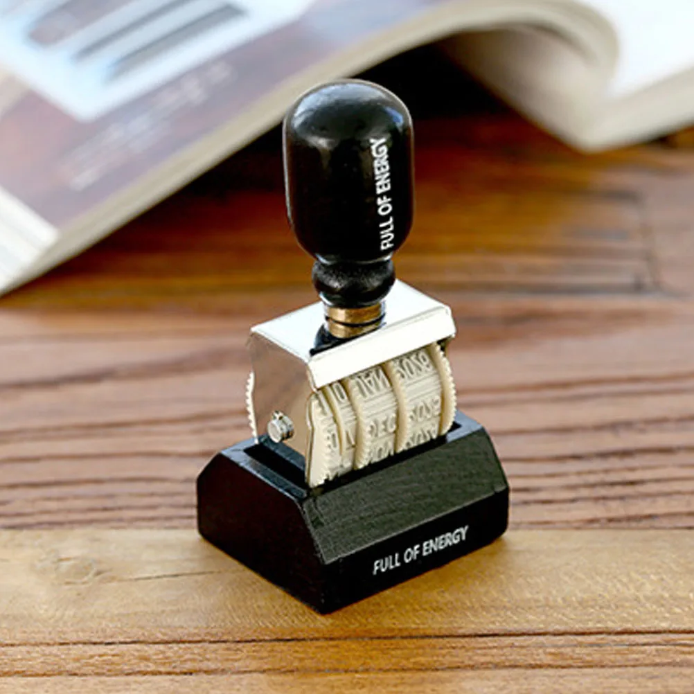 

2pcs Date Stamp Stamping Supplies Iron Wood Handle Adjustable Roller Office Seal Craft Card Making Tools Versatile