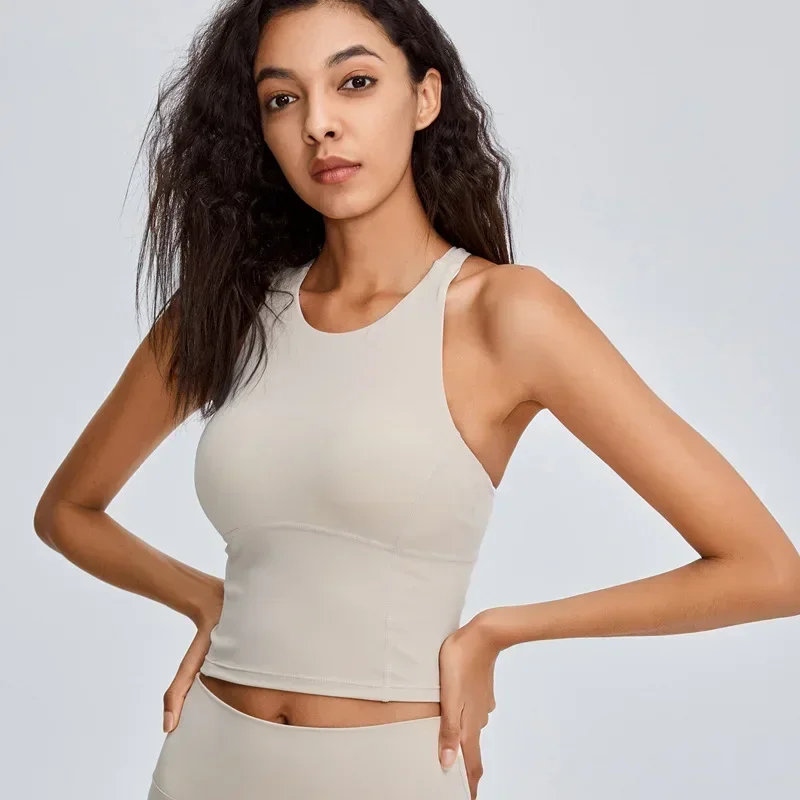 Cross Back Wide Strap Push-up Sports Bra Women Shock Proof Running Fitness Crop Top Seamless Top Padded Workout Yoga Tanks