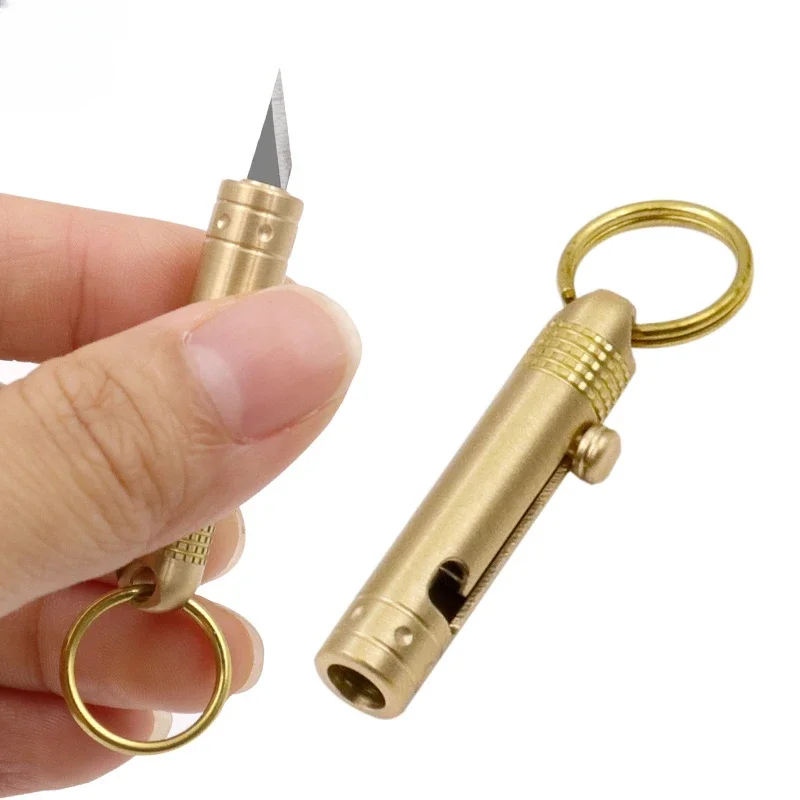 Mini Portable Brass Tool Knife Paper Cutter  Razor Blade Cutting Paper Office Stationery Cutting Supplies Tool Knife