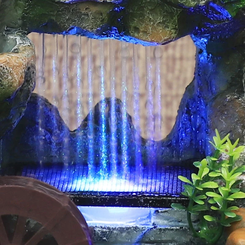 ABKO-เดสก์ท็อปในร่ม Feng Shui Rockery Fountain Decor ห้องนั่งเล่นไหลน้ําตกเครื่องประดับ 7 สี
