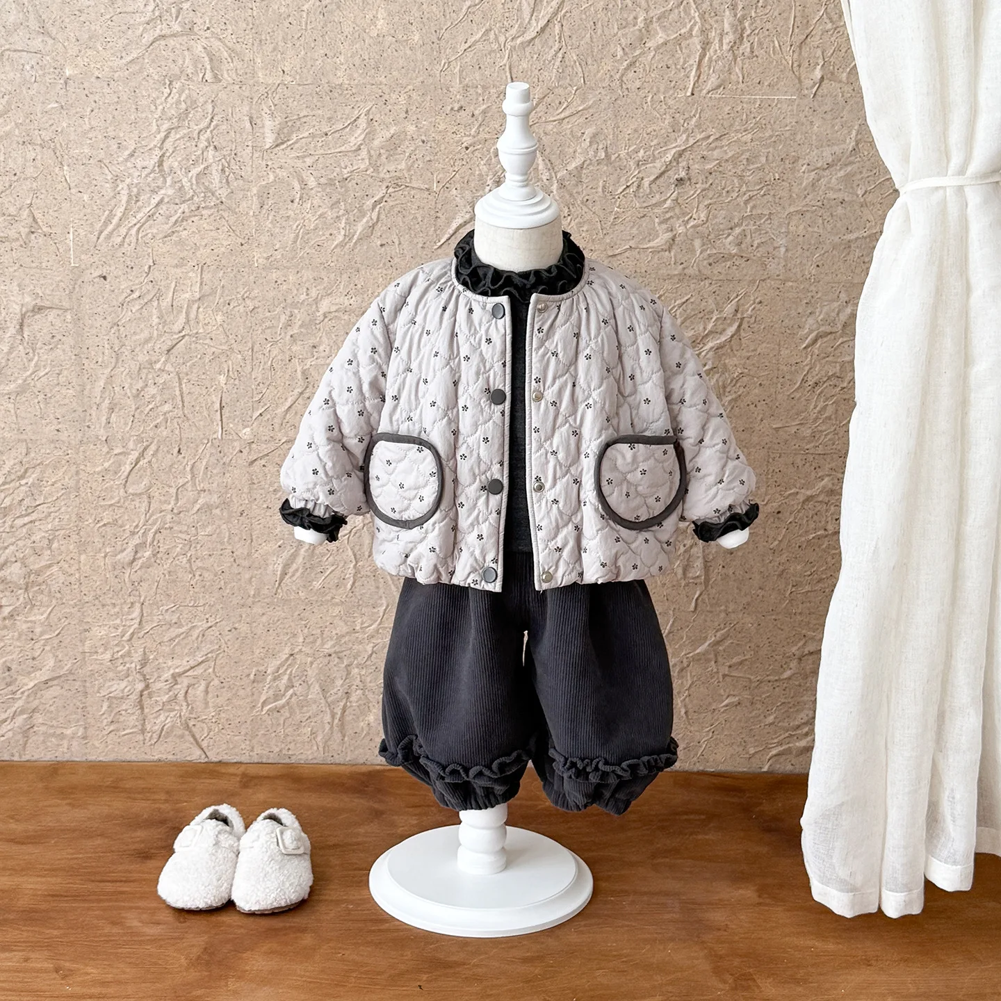 Girls Quilted Fashion Fall Winter Thick Warm Baby Girl Stylish Infant Kids Winter Warm Two Piece Set