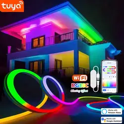 TUYA RGBIC Neon Strip WiFi Neon Light 5V LED Silicone Strips 72LEDs/M Waterproof With Music Sync Smart APP Support Alexa Google