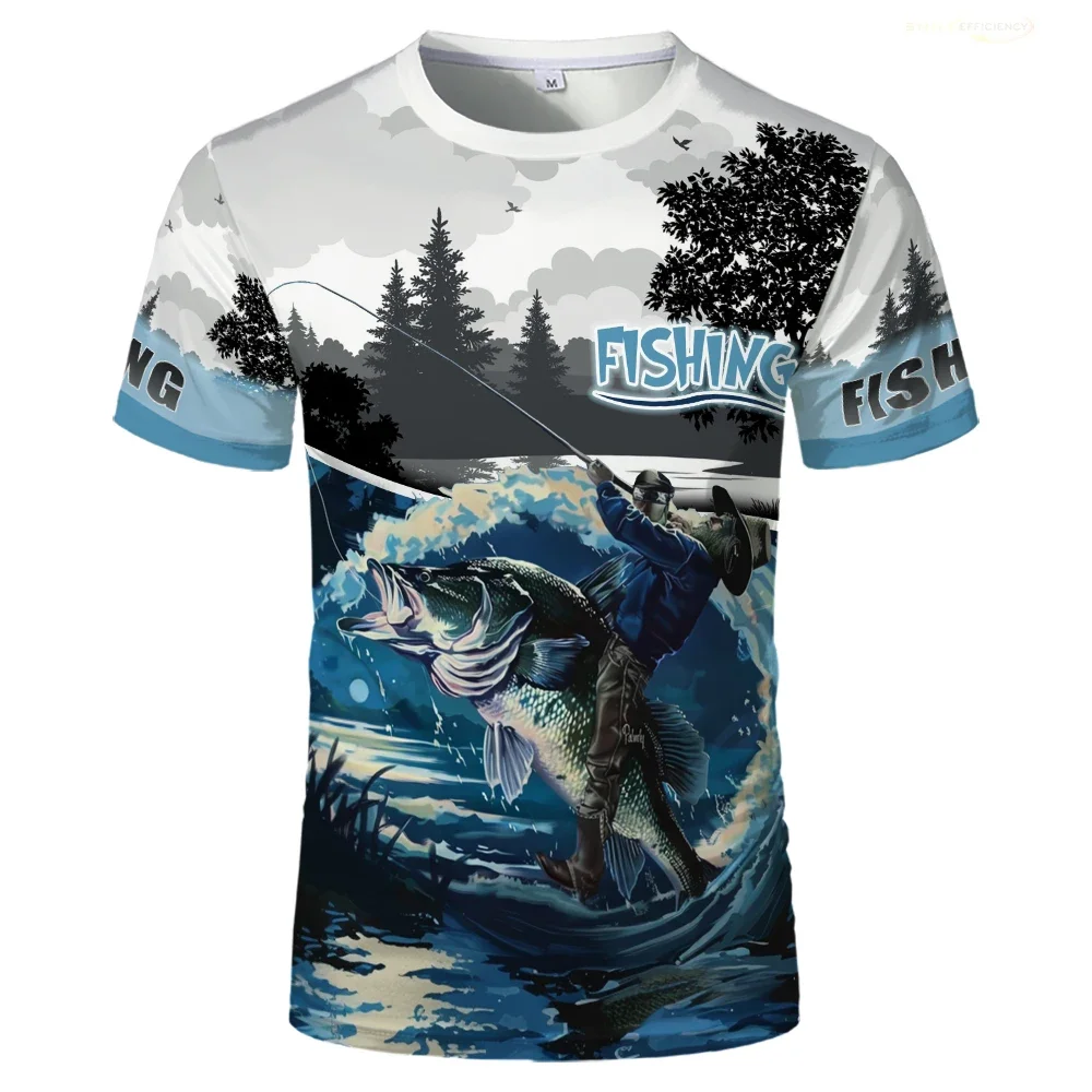 2025 New Carp Fishing Men Print T-shirt Utdoor Catfish Dog Fish Graphic Short Sleeve Tees O-Neck Casual Street Quick Drying Tops