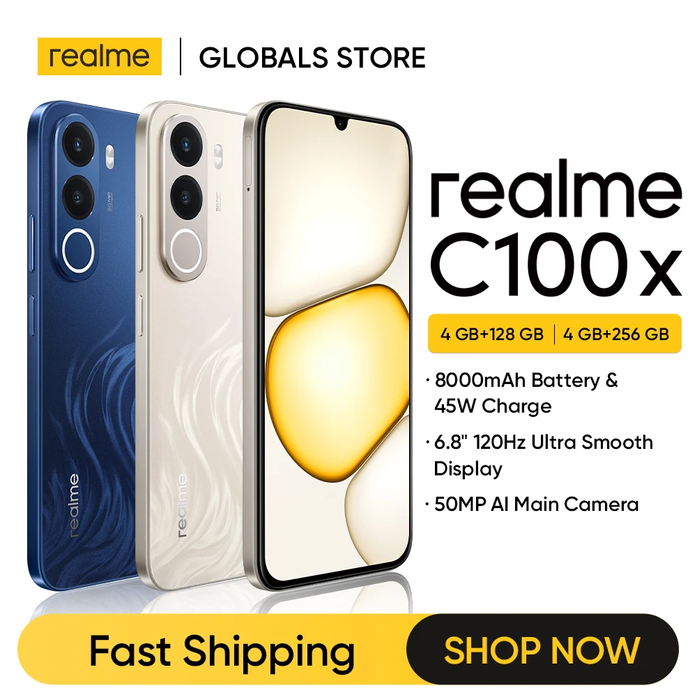【在庫あり】realme C100x スマートフォン 8000mAhバッテリー 45W急速充電 6.8インチ 120Hz LCDディスプレイ NFC 50MPカメラ IP64