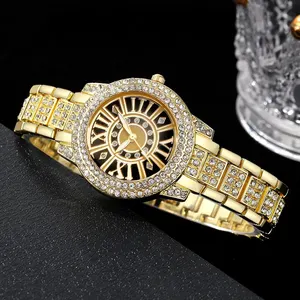 Kuvars bilek saatleri lüks kadın, altın bilezik basit, bir işaretçi ile yuvarlak izle rhinestone, bilezik, rahat, eğlence, 2 parça bayan saat işaretçisinde 8 büyük satış-no. 7