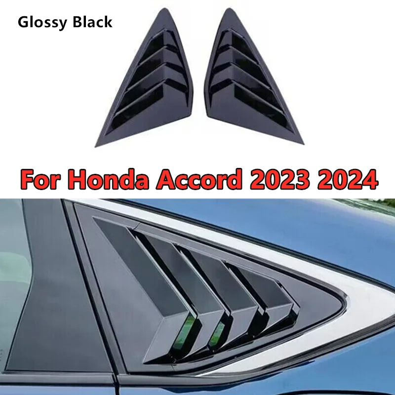 

New 2PCS/Set Glossy Black Side Window Louver Shutter Cover Trim For Honda Accord 2023 2024