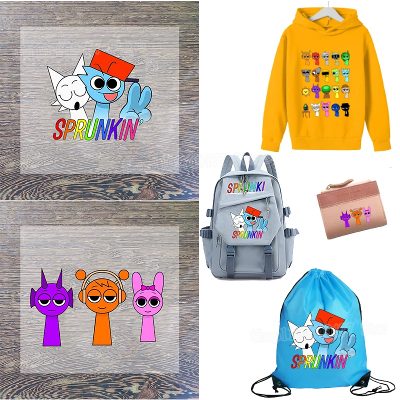 2024 New Game Spronki Iron Patch Sticker Cartoon Clothes Canvas Bag Patch Heat Transfer Printing Stickers Creative Design DIY