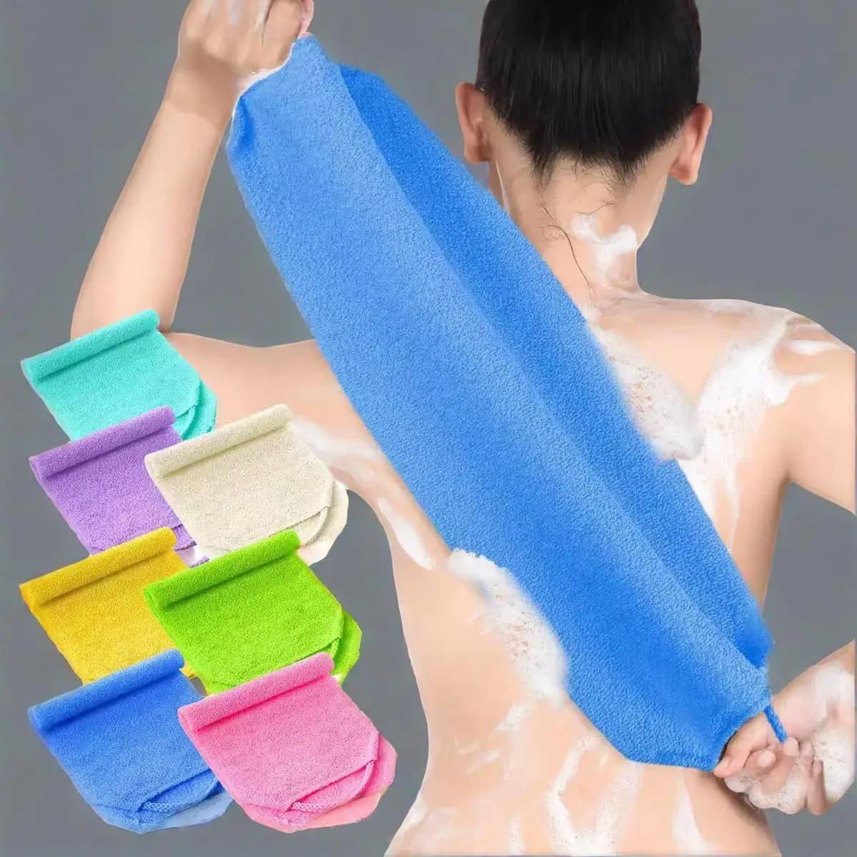 High Elastic Exfoliating Bath Towel Bath Stretchable Back Full Body Scrub Towel Super Absorbent Scrub Towel Bathroom Accessories