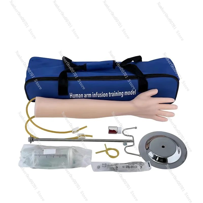 Intravenous puncture practice arm kit with infusion stand for intravenous injection training model teaching PVC latex arm