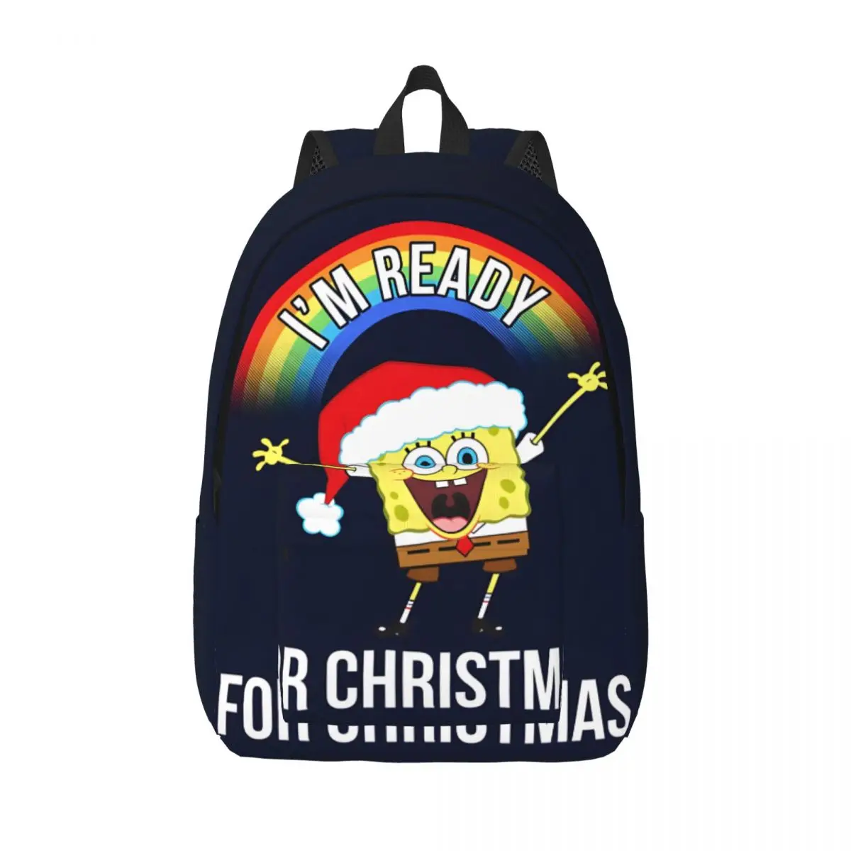 

Backpack Squarepants I'm Ready For Christmas Zipper Closure SpongeBob For Men Kid Birthday Gift Classic Daypack Outdoor