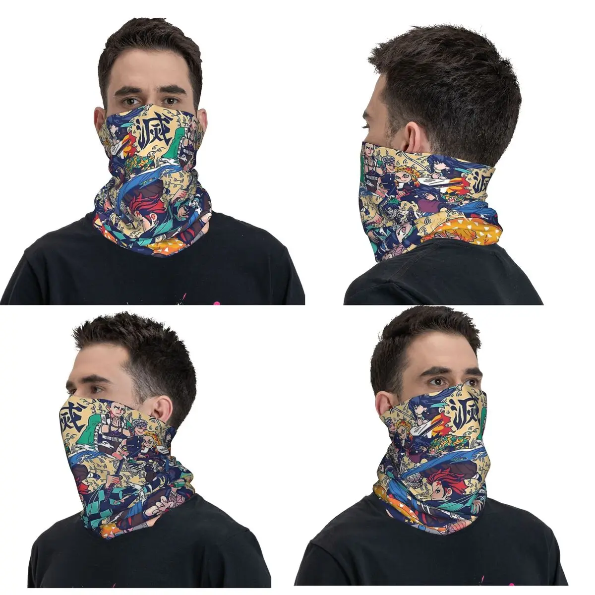 Anime Demon Slayer Kamado Tanjirou Bandana Neck Cover Printed Magic Scarf Multifunction Cycling Scarf Riding Unisex All Season