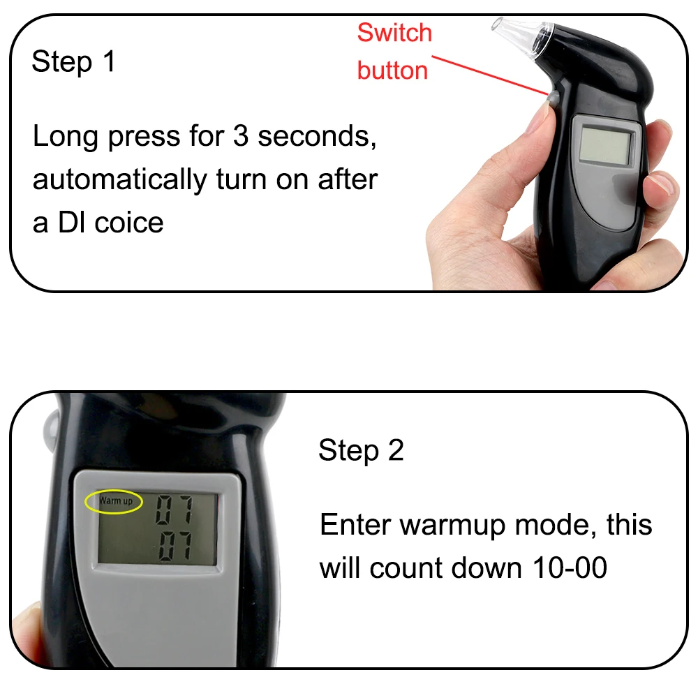 Portable Breath Alcohol Tester Handheld Breathalyzer Alcotest Alcohol Test Tool Digital Set Motorcycle Car Accessories Universal