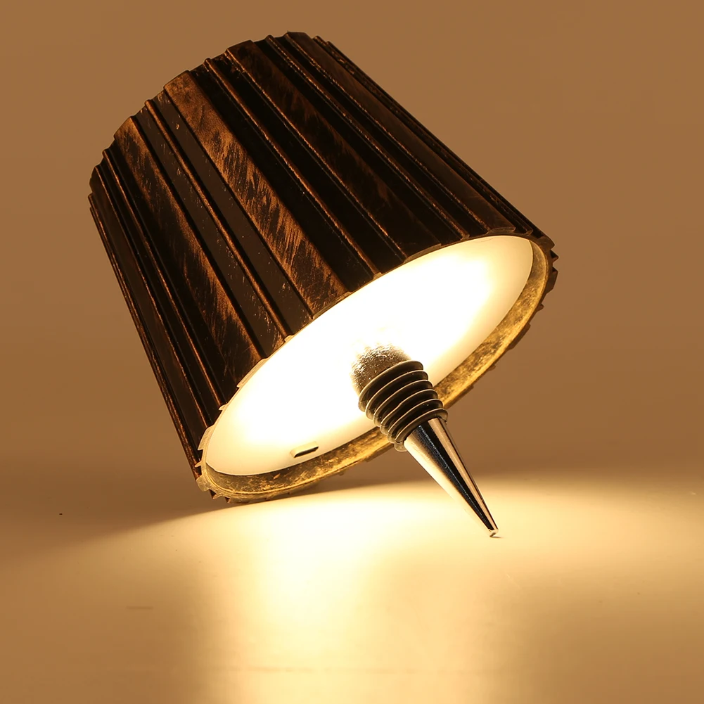 Lampu botol anggur LED, lampu meja LED 3 warna dapat diredupkan 2000mAh, lampu botol anggur isi ulang