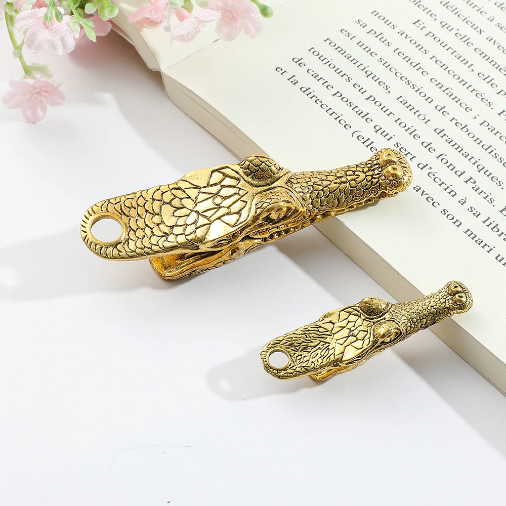 1Pcs Crocodile High Precious Metal Hand Clip, Vintage Book Page Clip, Solid Reading Marker, Book Clip For Book Lovers Collection