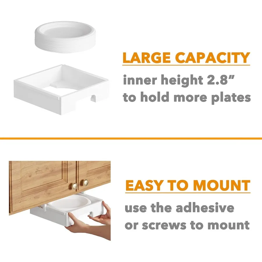 Dispenser per piatti di carta da 9 pollici sotto l'armadio Portapiatti in bambù Contatore da cucina Dipensori verticali Supporti Controsoffitto Caddy Whit