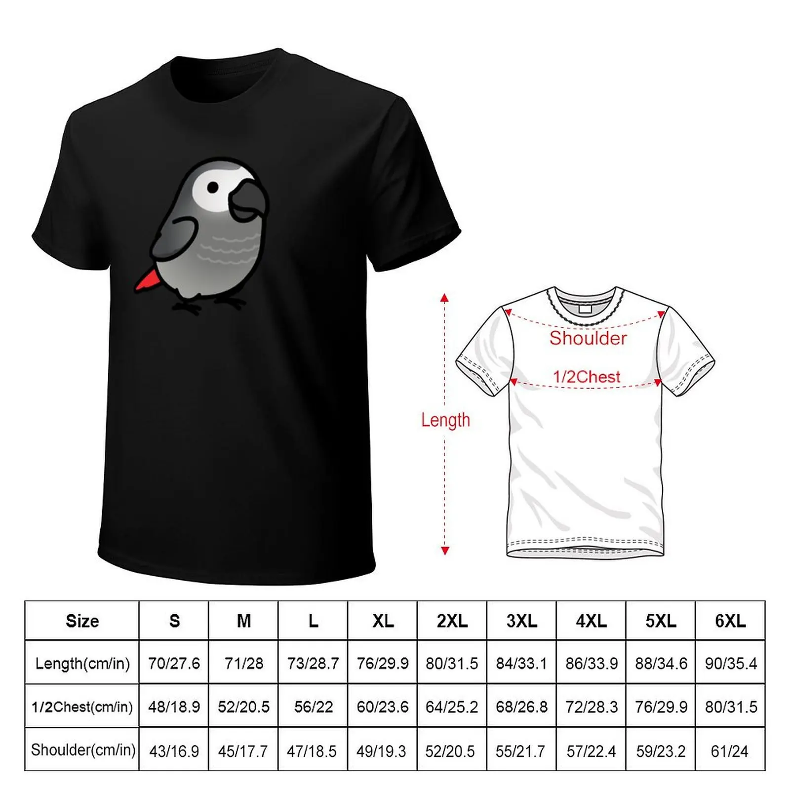 Chubby African Grey T-Shirt No Iron Casual Short Sleeve Top