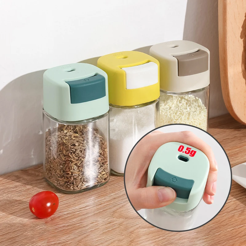 150ML Press Type Seasoning Bottle Glass Spices Condiment Jars Kitchen Salt And Pepper Shaker Boxes For Kitchen Gadget Tool